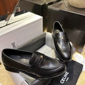 Celine Black Leather Loafers for Women